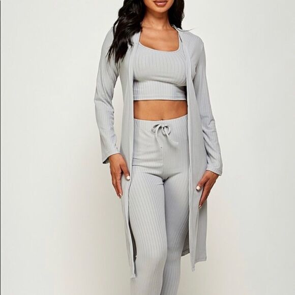 Three Piece Set Cropped Top Pants‎ and Cardigan - Picture 3 of 6